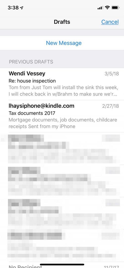 drafts folder mail app