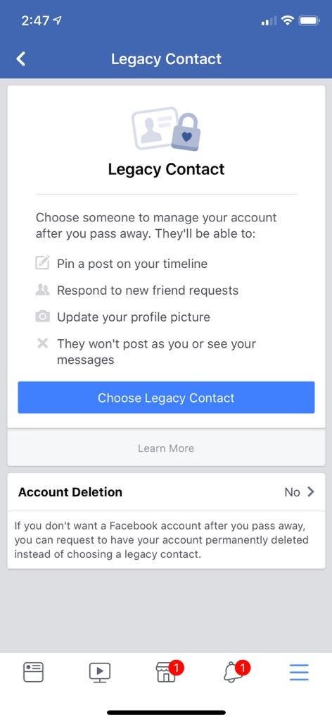 delete facebook account after death