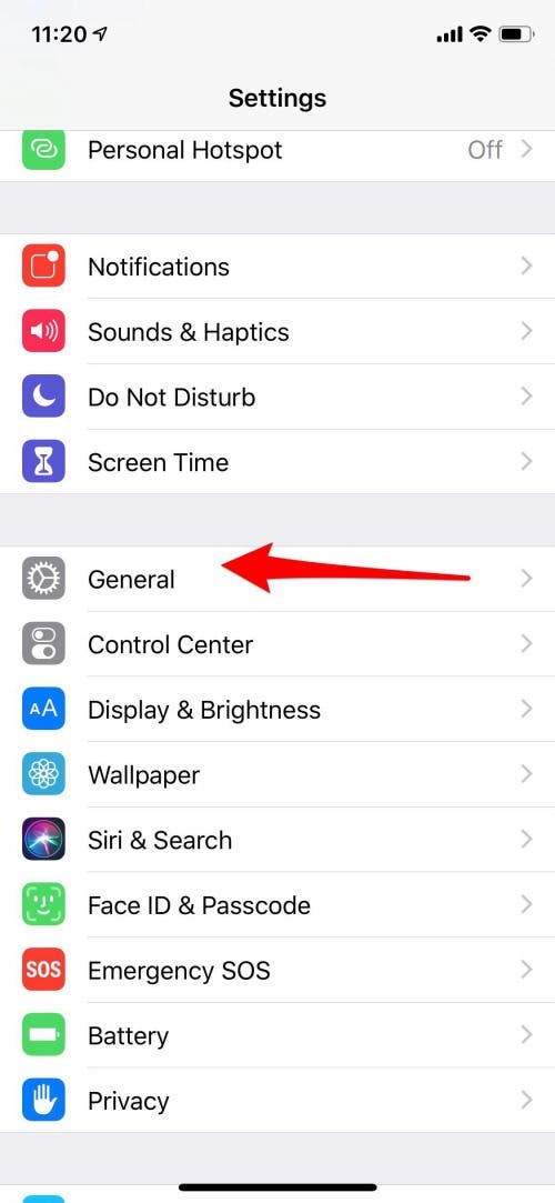 iphone settings