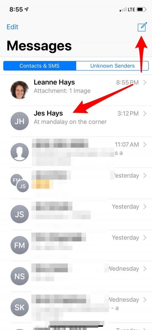 start a text message