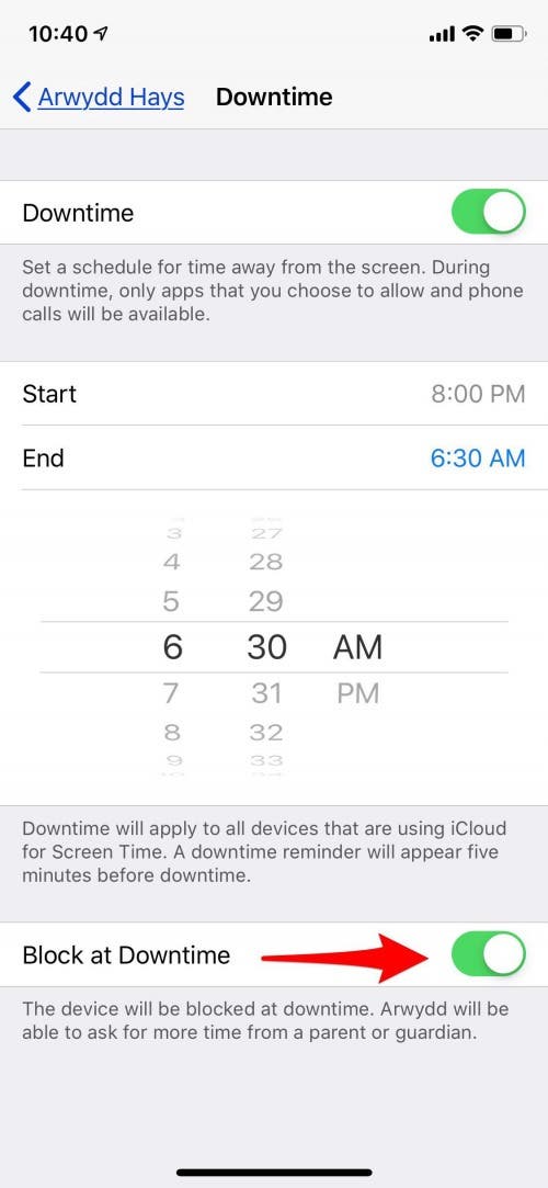 restrict iphone use at bedtime