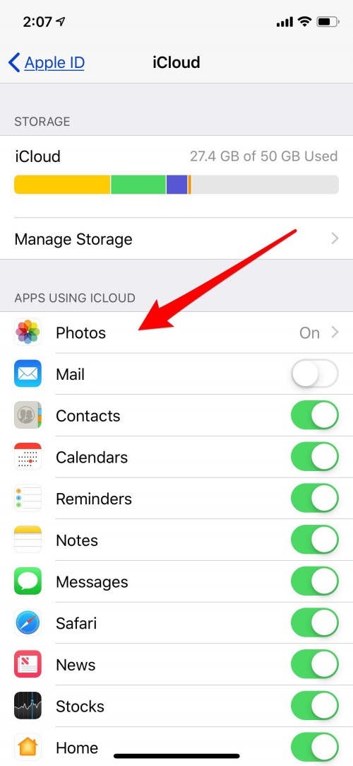 change icloud photos settings