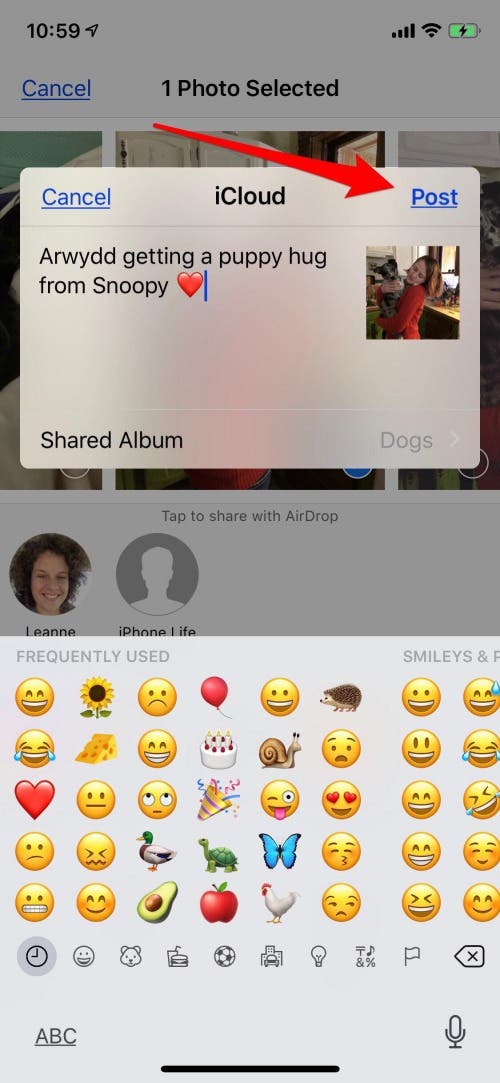 post to a shared album