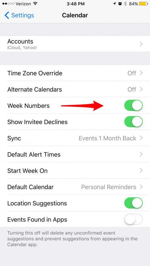 How to Show Week Numbers in Calendar App on iPhone