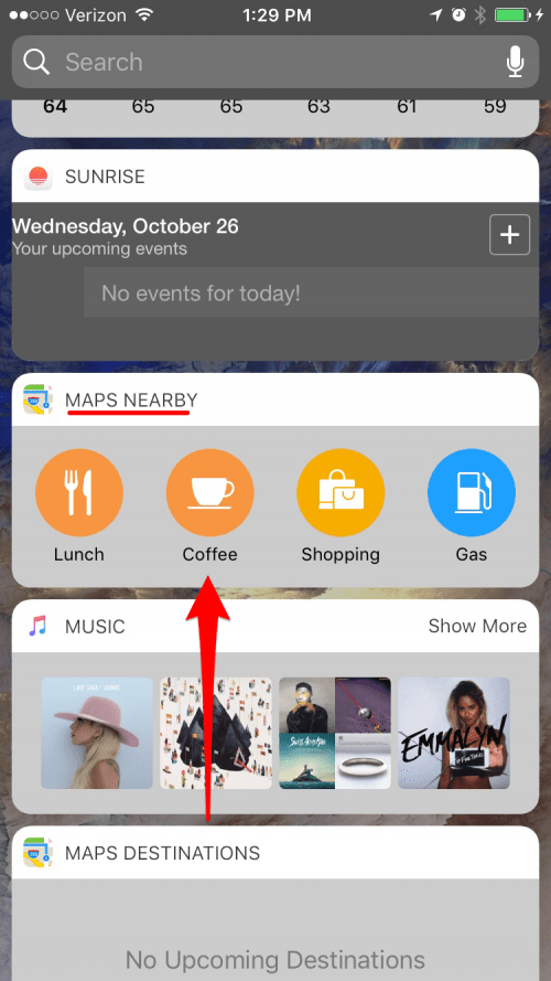 How to Search Nearby Maps Locations from Widgets Screen in iOS 10