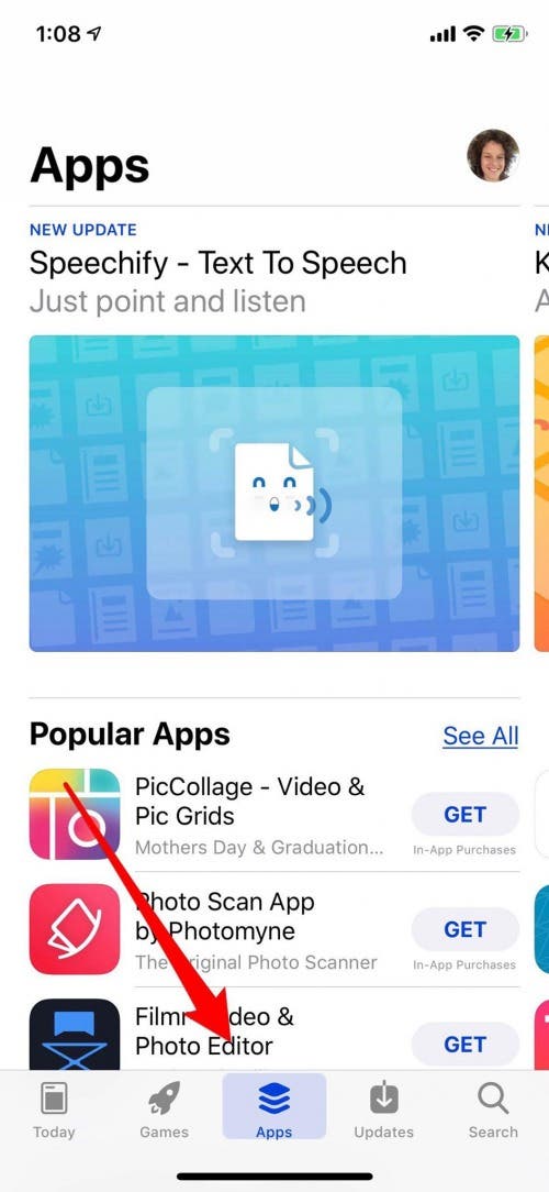 app store apps tab