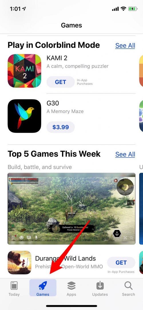 app store games tab