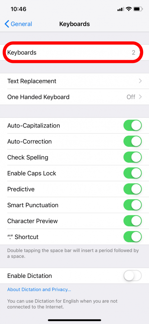 iphone keyboard predictive text multiple languages