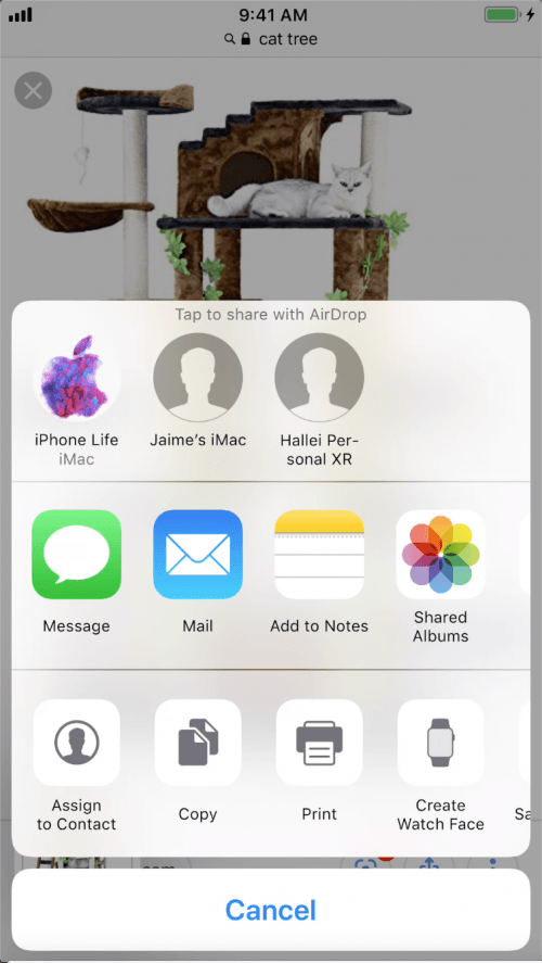 share menu