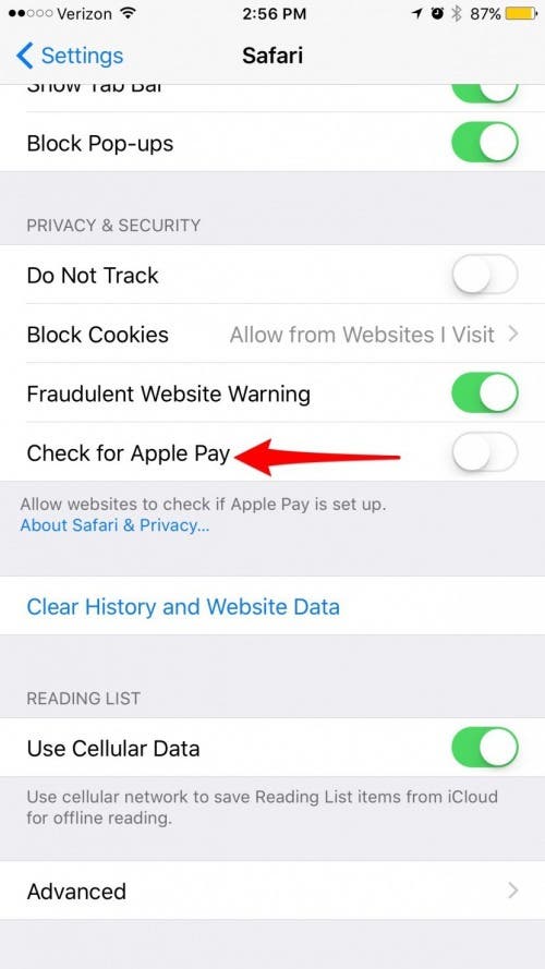 HOW TO TURN OFF APPLE PAY ON IPHONE visual data 7