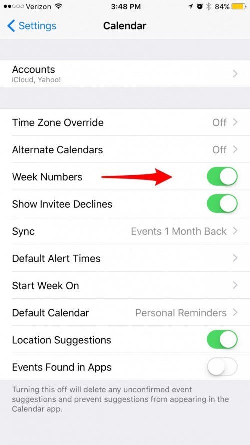 How to Show Week Numbers in Calendar App on iPhone
