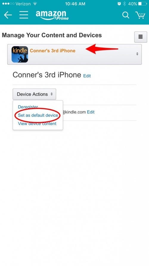 How to Change Your Default Kindle Device on iPhone or iPad