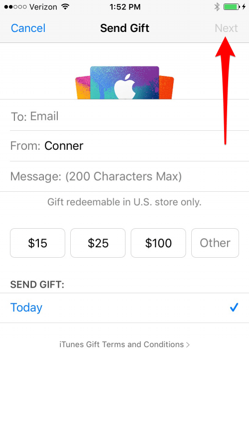 How to Send an iTunes or Apple Gift Card from Your iPhone