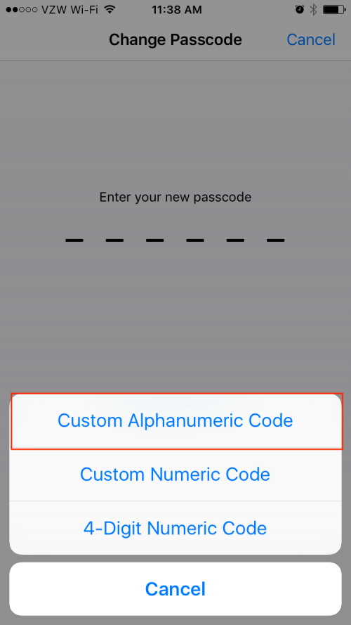 iPhone security settings passcode