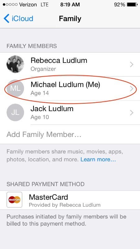 Leave Family Sharing