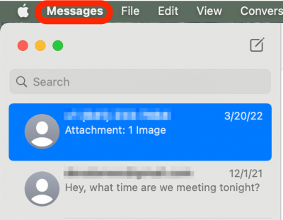 Click to open the Messages dropdown menu at the top of the screen.