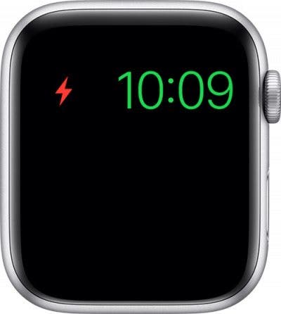 Red lightning bolt icon on Apple Watch