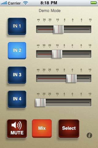 Micro Mixer App Screen