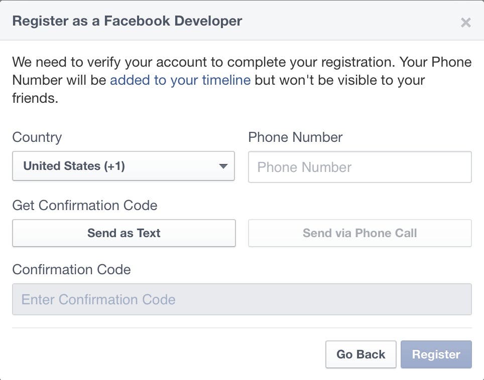 Register as Facebook developer