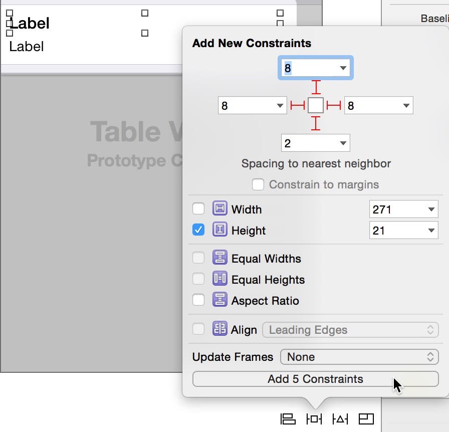 Add constraints to the top label