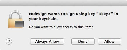 Code sign wants key chain