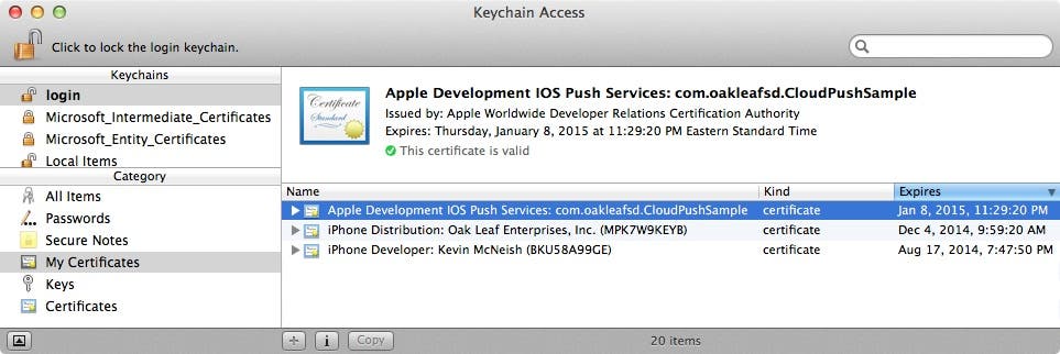 KeyChain Access Window