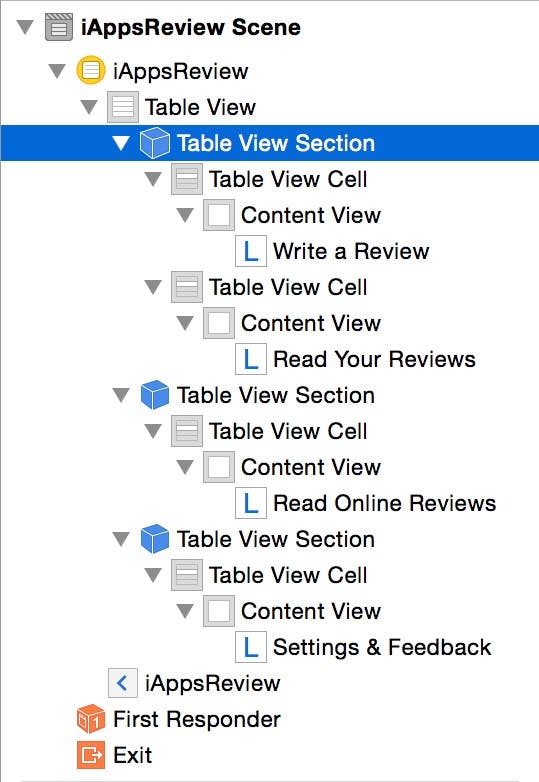 Select table view section