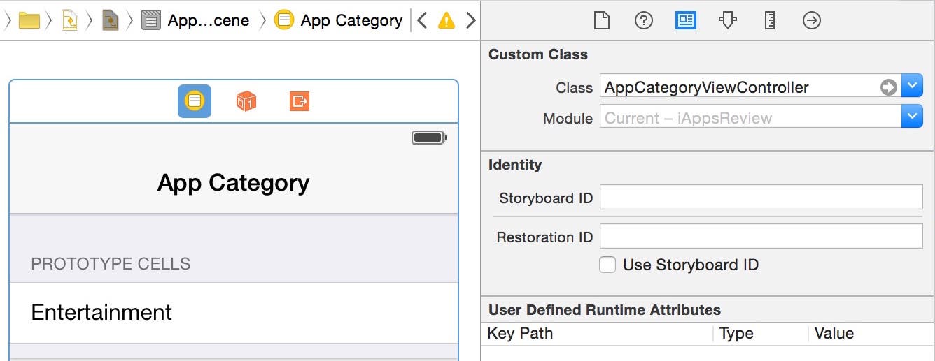 Set the view controller class