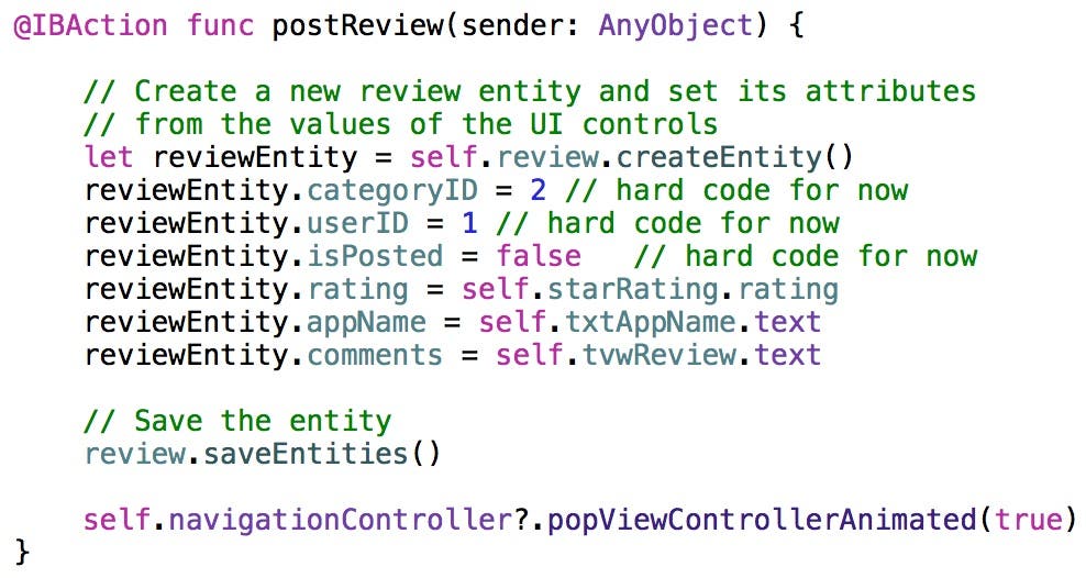 postReview code