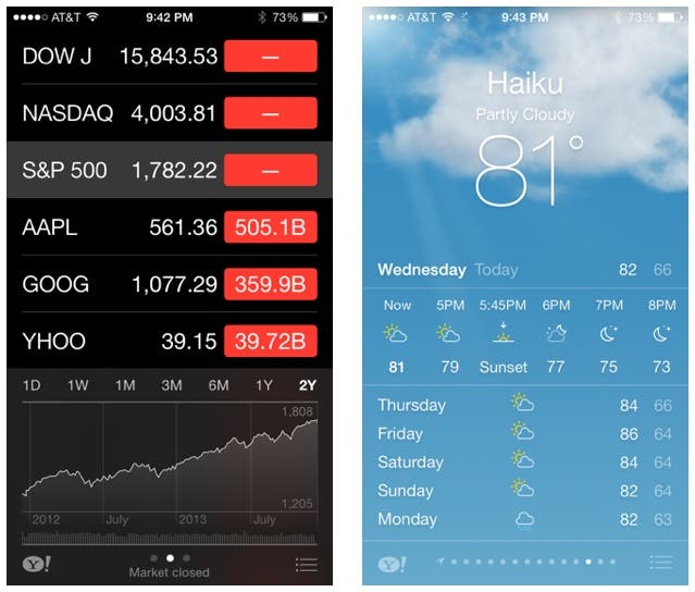 Stocks and weather apps