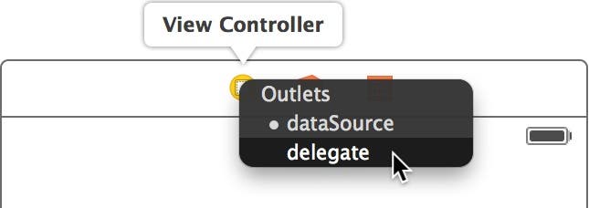 Select the delegate outlet