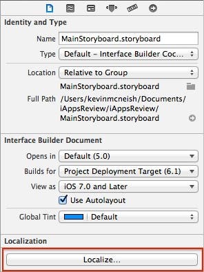 Localize storyboard