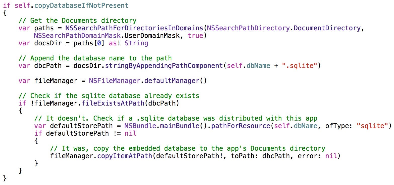 Copy database code