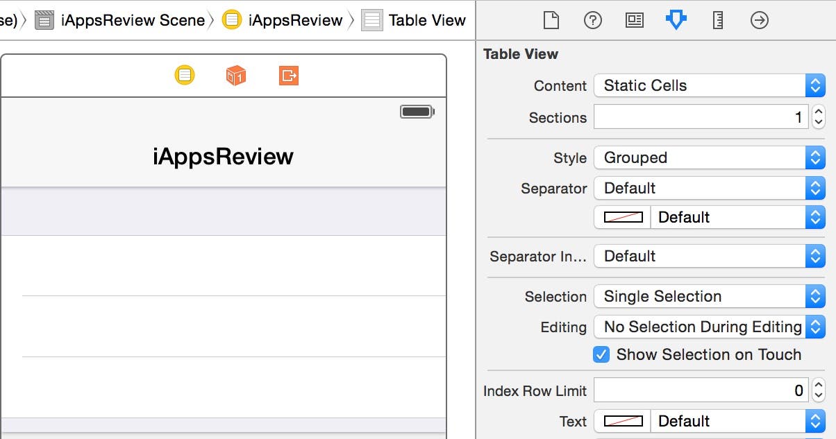 Set the table view style to grouped