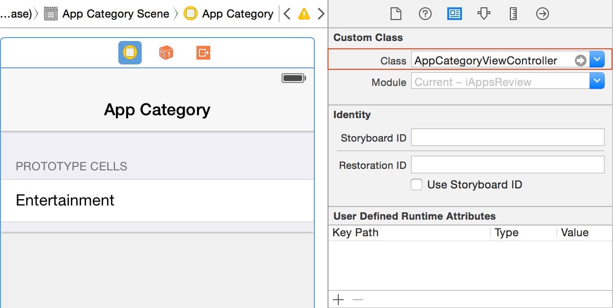 Set view controller class