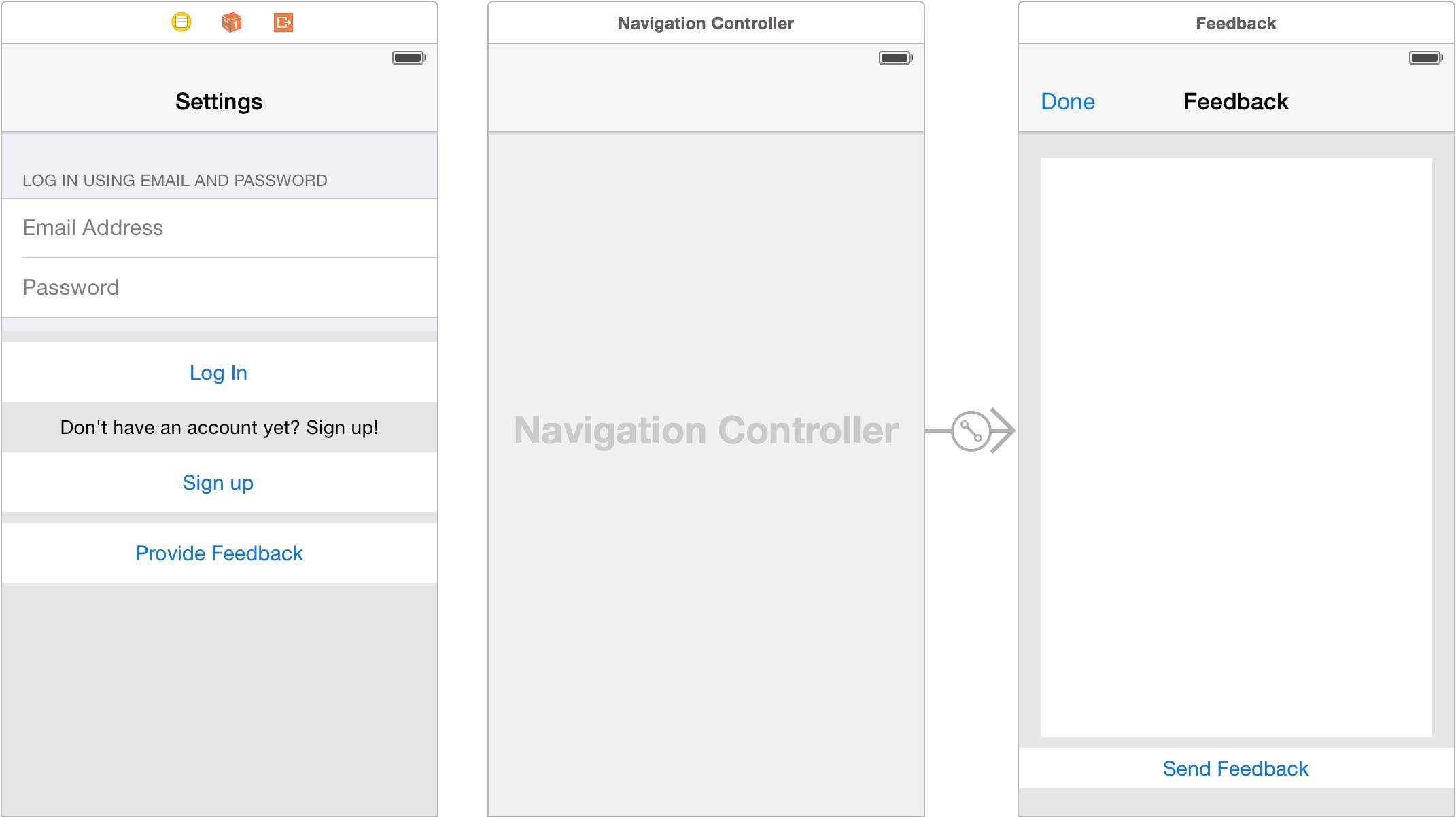 Embed Feedback scene in a navigation controller