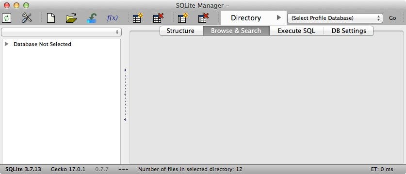 The SQLite Manager window