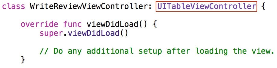Base class UITableViewController