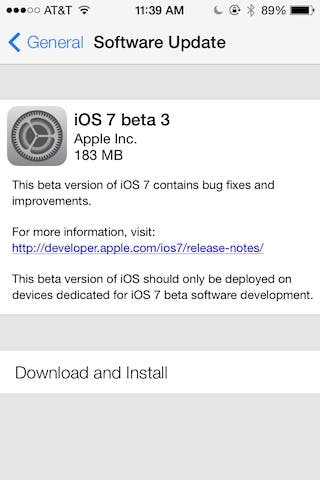 Installing iOS 7 Beta 3