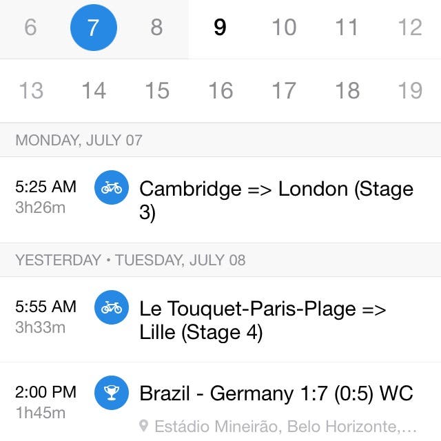 Screenshot of labels in Sunrise Calendar for iPhone